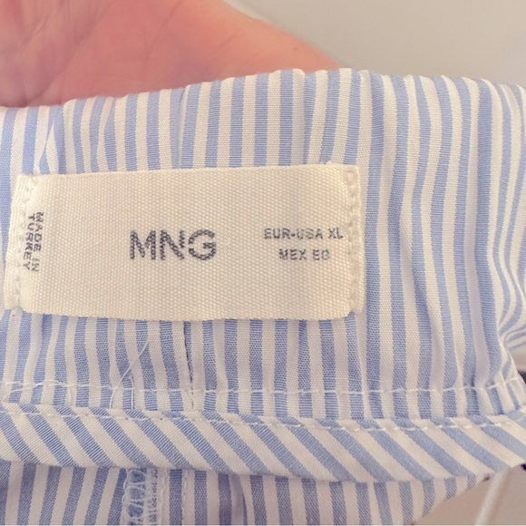 Mango oversized Blue Striped Button-Up Shirt and Shorts Set in cotton blend - Picture 9 of 14